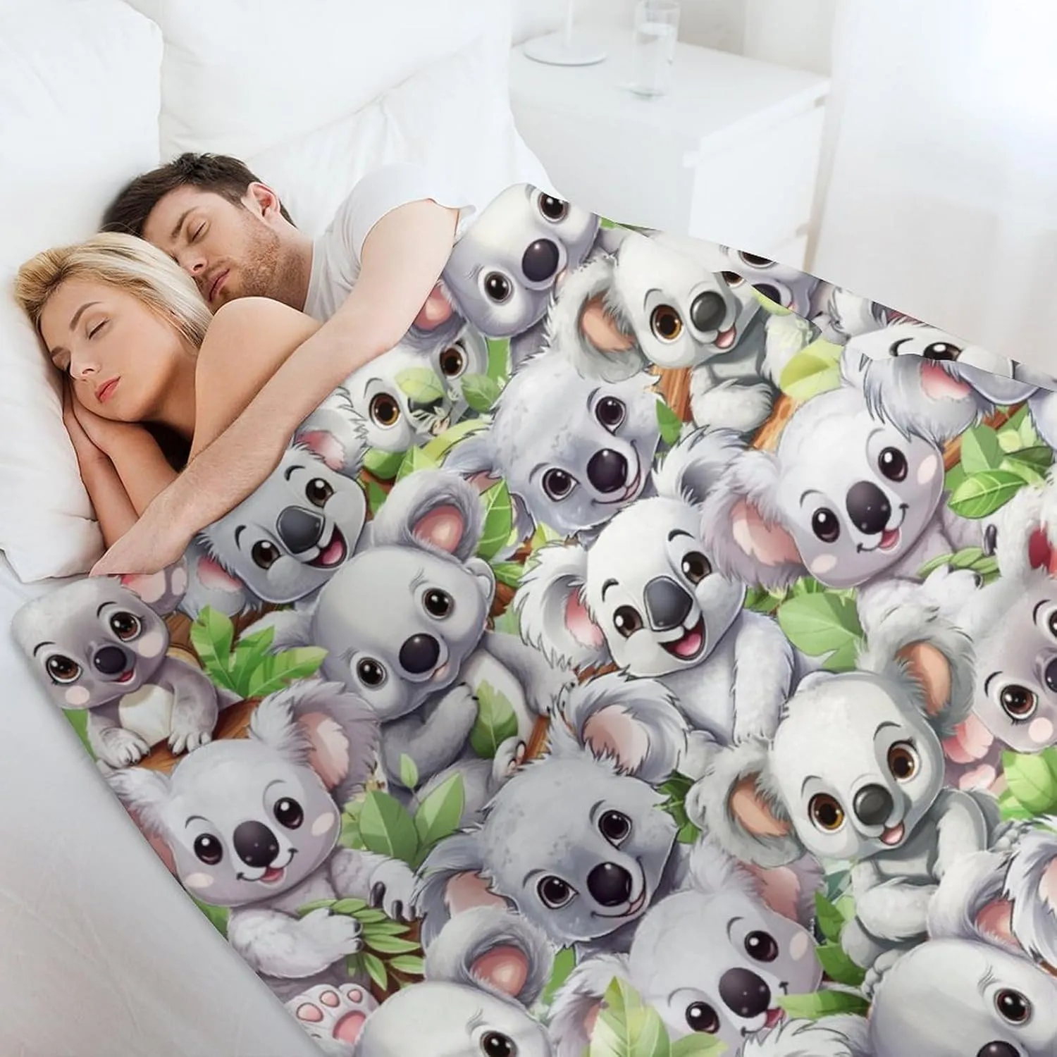Koala Throw Blanket - Soft Flannel Koala Blankets for Girls Boys Kids Koala Lovers - Warm Koala Throw Blankets for All Season Lap, Chair, Sofa - 50"x40"