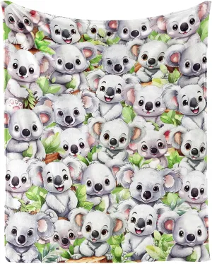 Koala Throw Blanket - Soft Flannel Koala Blankets for Girls Boys Kids Koala Lovers - Warm Koala Throw Blankets for All Season Lap, Chair, Sofa - 50"x40"