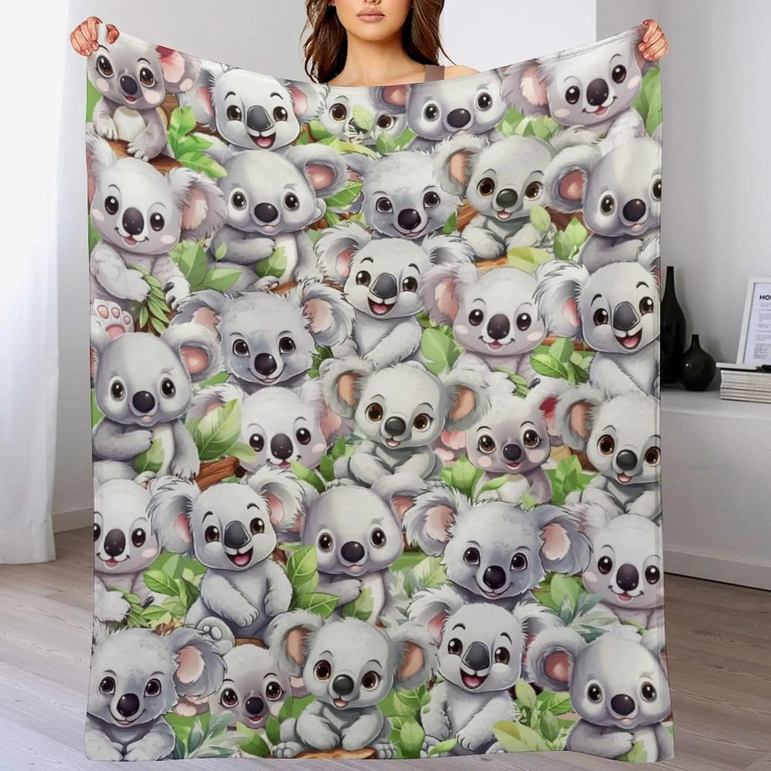 Koala Throw Blanket - Soft Flannel Koala Blankets for Girls Boys Kids Koala Lovers - Warm Koala Throw Blankets for All Season Lap, Chair, Sofa - 50"x40"