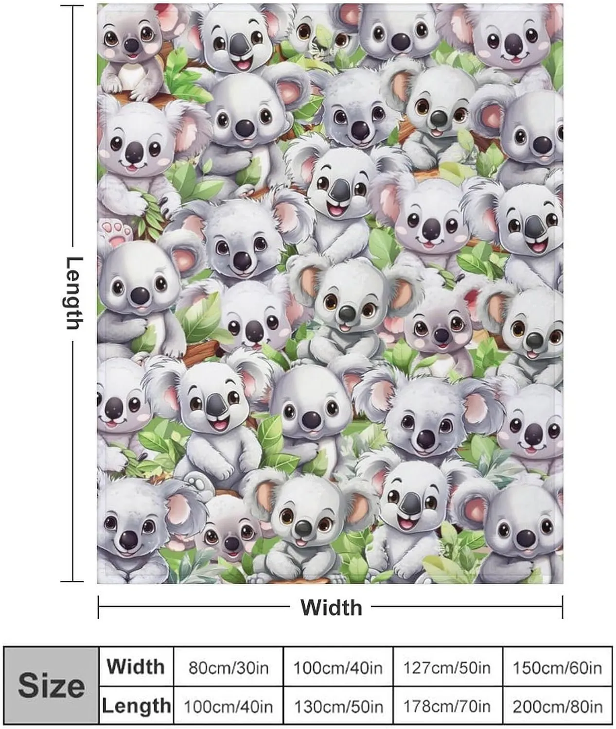 Koala Throw Blanket - Soft Flannel Koala Blankets for Girls Boys Kids Koala Lovers - Warm Koala Throw Blankets for All Season Lap, Chair, Sofa - 50"x40"
