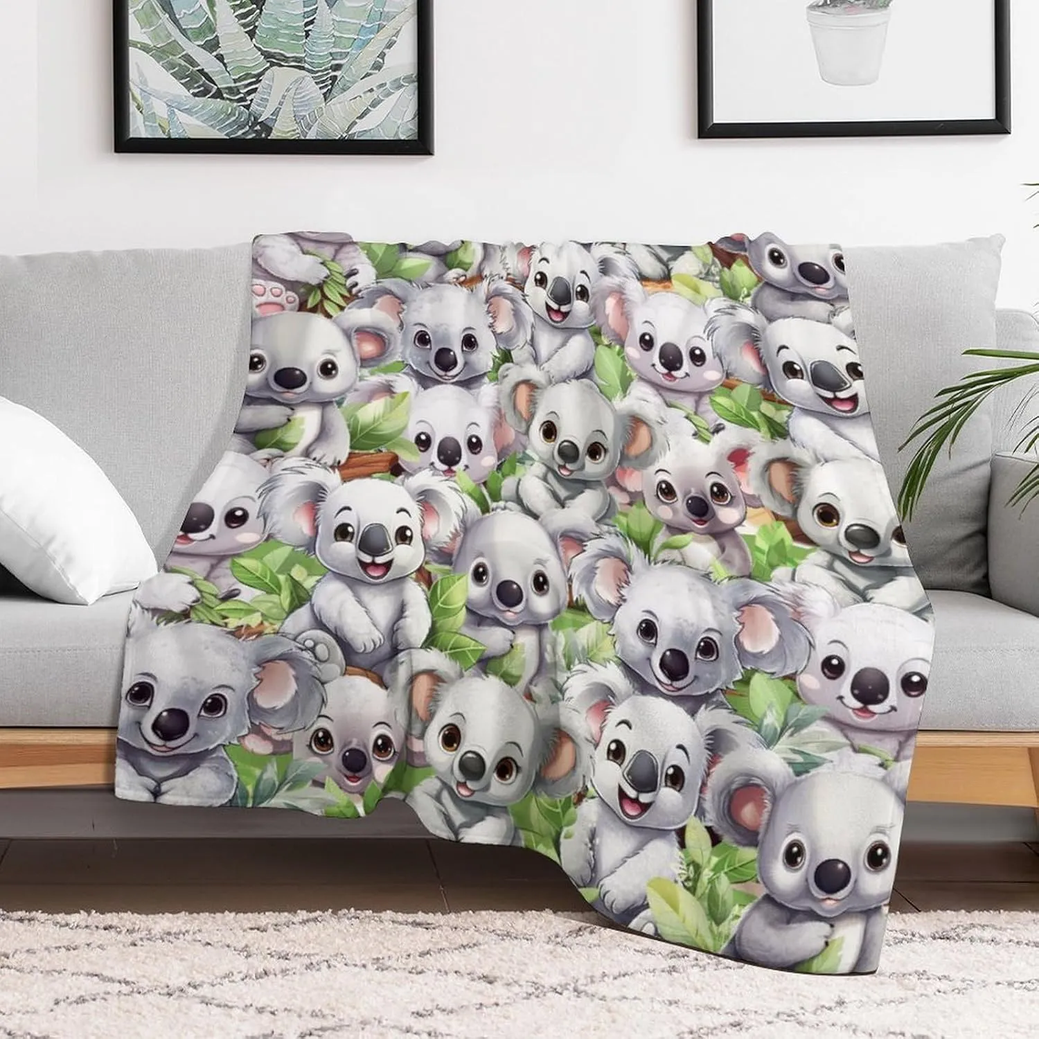 Koala Throw Blanket - Soft Flannel Koala Blankets for Girls Boys Kids Koala Lovers - Warm Koala Throw Blankets for All Season Lap, Chair, Sofa - 50"x40"