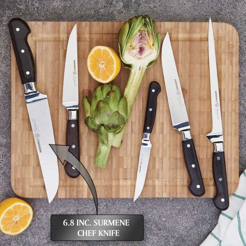 Korkmaz Surmene Chef Knife, Handmade Stainless Steel Knife, 6.8"