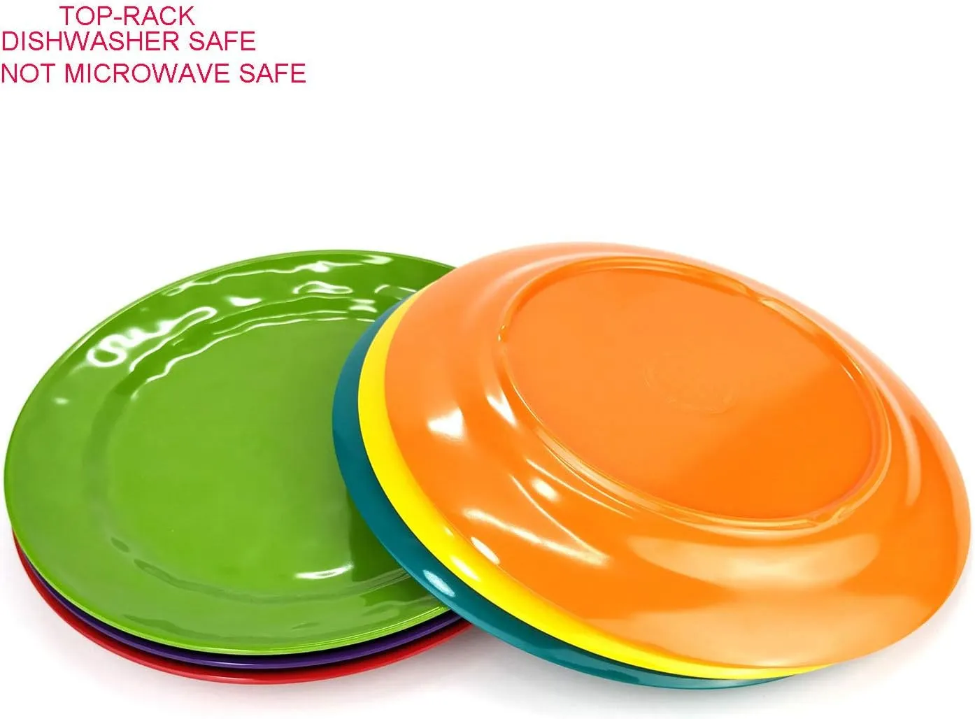 KX-WARE Melamine Plates Set of 12, 8-inch 100% Melamine Salad Plates for Everyday Use, Break-resistant and Lightweight, Multicolor