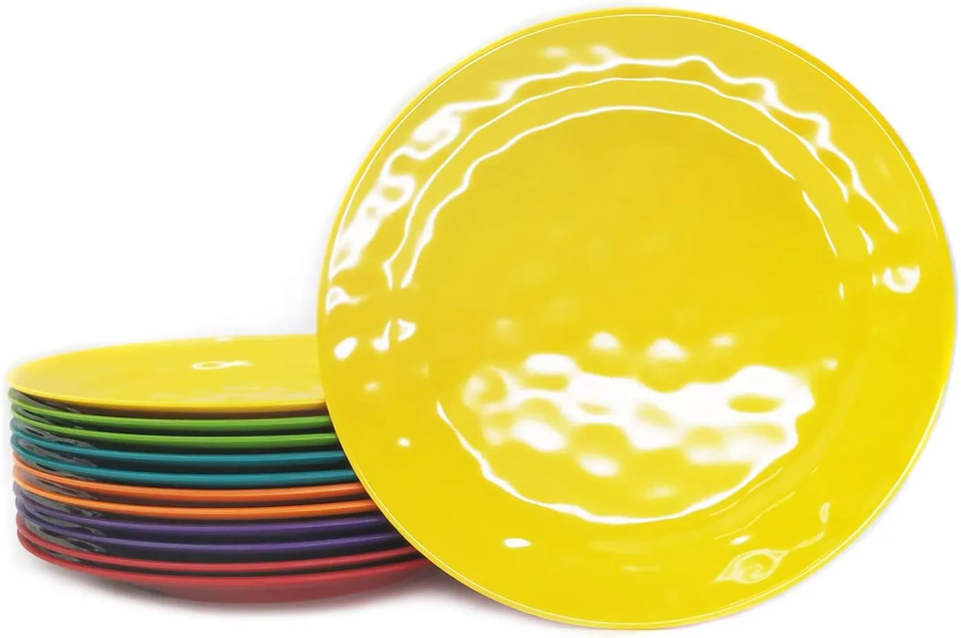 KX-WARE Melamine Plates Set of 12, 8-inch 100% Melamine Salad Plates for Everyday Use, Break-resistant and Lightweight, Multicolor