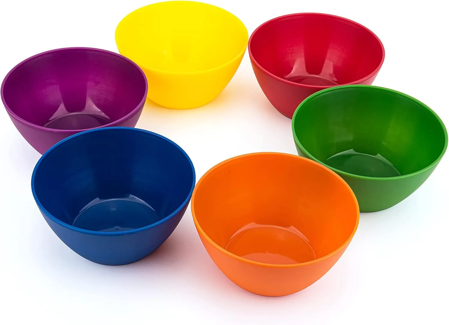 KX-WARE Plastic Bowls with Lids set of 6 - Unbreakable and Reusable 6-inch Plastic Cereal/Soup/Salad Bowls Multicolor, Microwave/Dishwasher Safe, BPA Free