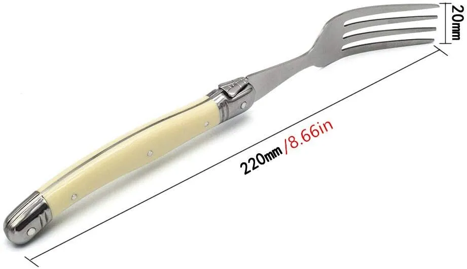 LAGUIOLE Forks of 6, Stainless Steel Dinnerware/Tableware/Flatware/Cutlery Set with White/Ivory Handle, Made in China, Reputable Global Manufacturer with Certificate (GMC), Value for Money