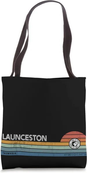 Launceston Tasmania Australia Retro Sunset Rainbow Synth Tote Bag