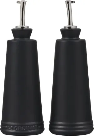 Le Creuset Signature Stoneware Oil & Vinegar set, 10 oz. each, Black Onyx