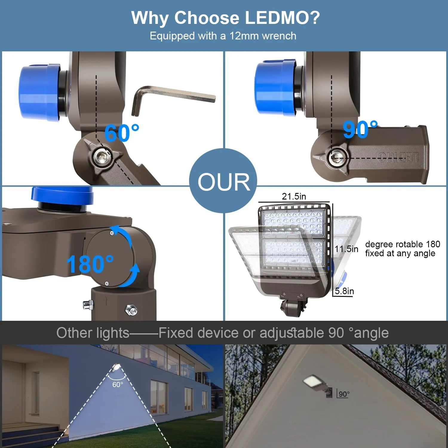 LEDMO 200W LED Parking Lot Lights 5000K Street Shoebox Pole Lights Waterproof 26000LM Super Bright Dusk to Dawn Outdoor Commercial Area Flood Security Lighting Slip Fitter for Stadium Sport Garage