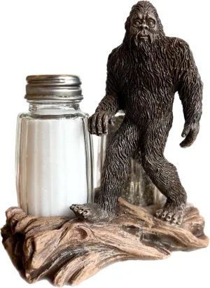 Legendary Walking Bigfoot Sasquatch Yeti Rustic Salt and Pepper Shaker Set - Glass Shakers Cabin Lodge Mountain Art Decor