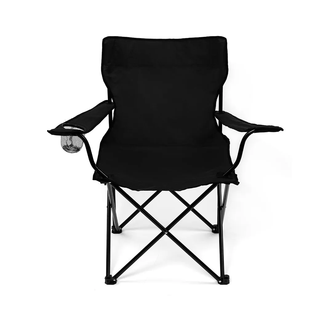 Levede 2Pcs Camping Chairs Folding Arm Black-NSW_Rural