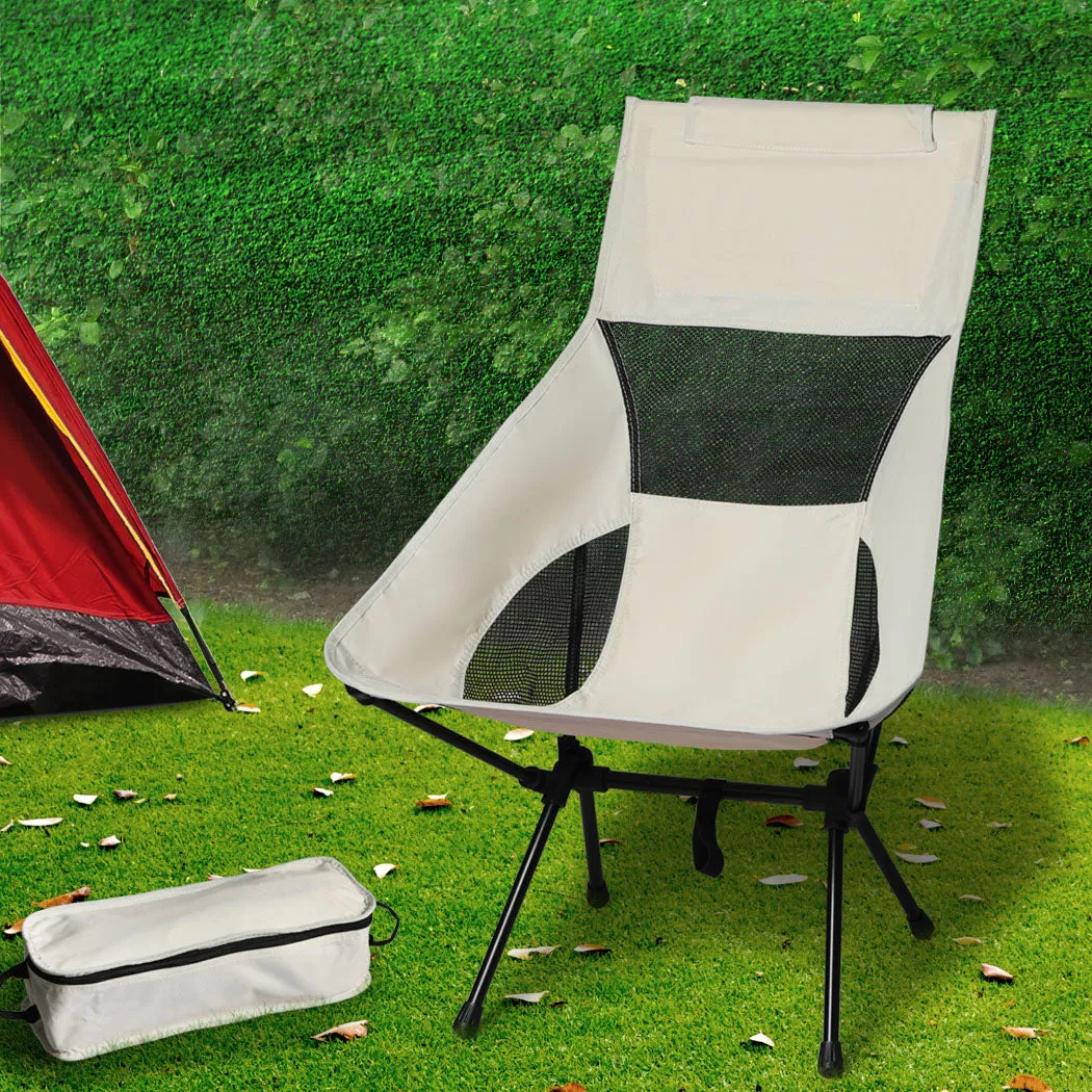 Levede Camping Chair Folding Outdoor Large Beige-VIC_Metro