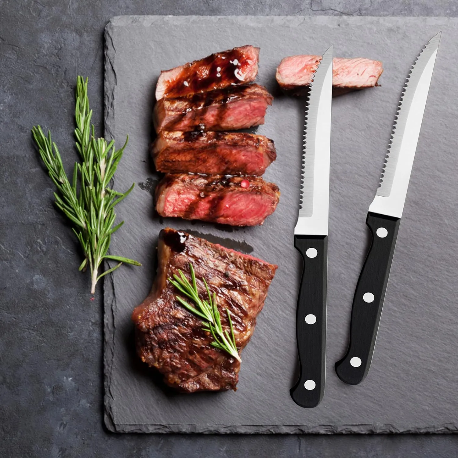 LIANYU 53-Piece Matte Gold Silverware Set with Steak Knives and Serving Utensils, Modern Stainless Steel Flatware Cutlery Set for 8, Fancy Eating Utensils Tableware