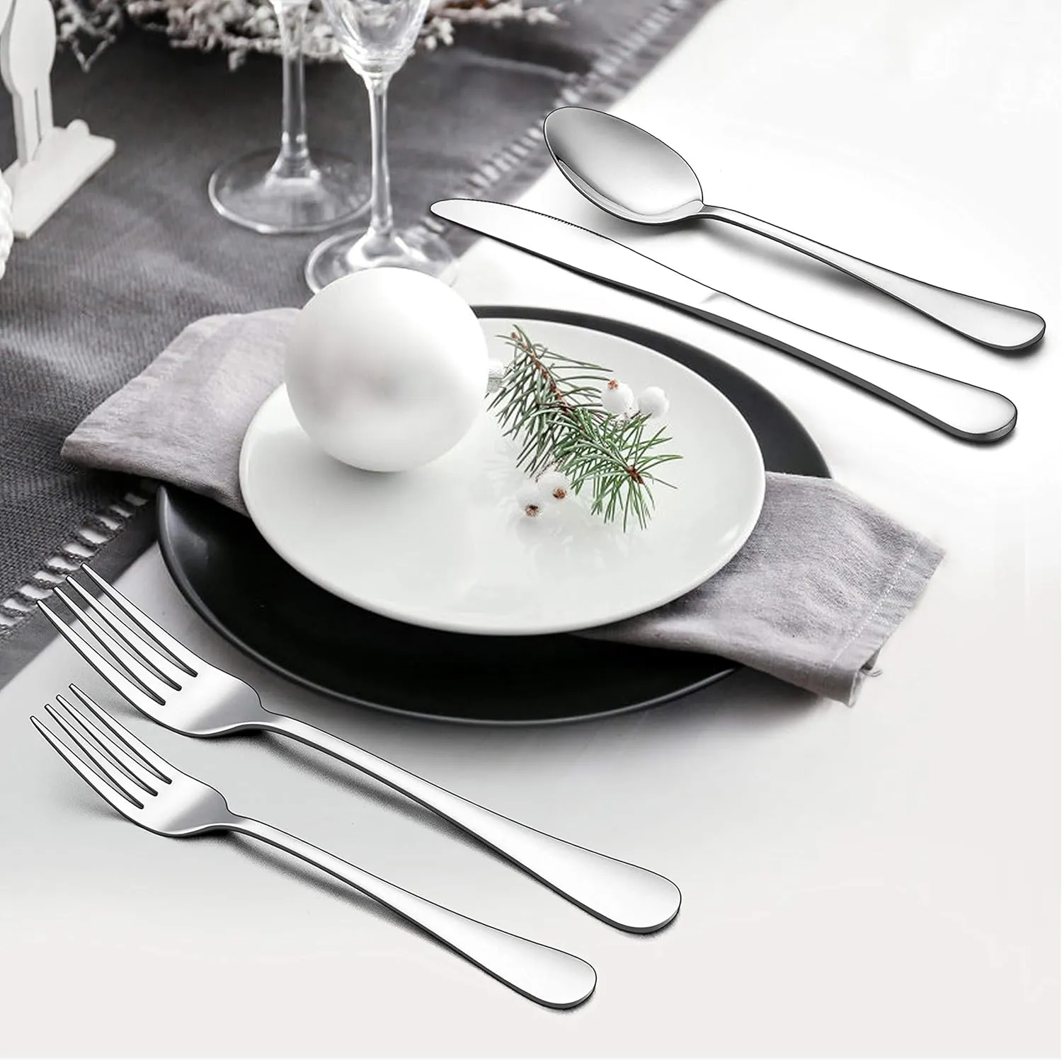 LIANYU 72-Piece Silverware Set with Steak Knives, Stainless Steel Flatware Cutlery Set for 12, Fancy Eating Utensils Tableware, Dishwasher Safe, Mirror Finish