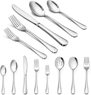 LIANYU Silverware Set, 23-Piece Flatware Set with Serving Utensils, Stainless Steel Cutlery Service for 4, Modern Tableware Includes Fork Spoon Knife, Mirror Polished, Dishwasher Safe
