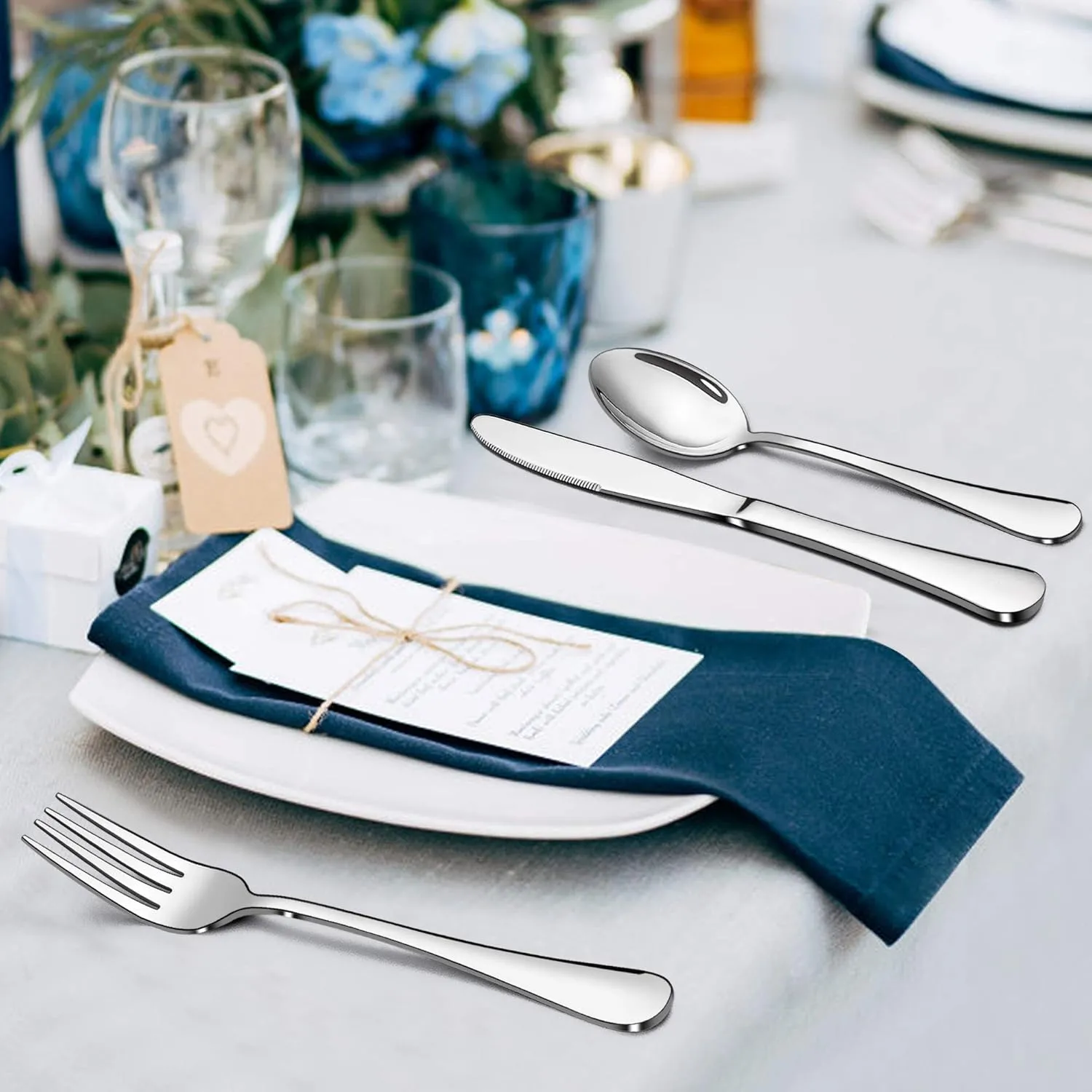 LIANYU Silverware Set, 23-Piece Flatware Set with Serving Utensils, Stainless Steel Cutlery Service for 4, Modern Tableware Includes Fork Spoon Knife, Mirror Polished, Dishwasher Safe