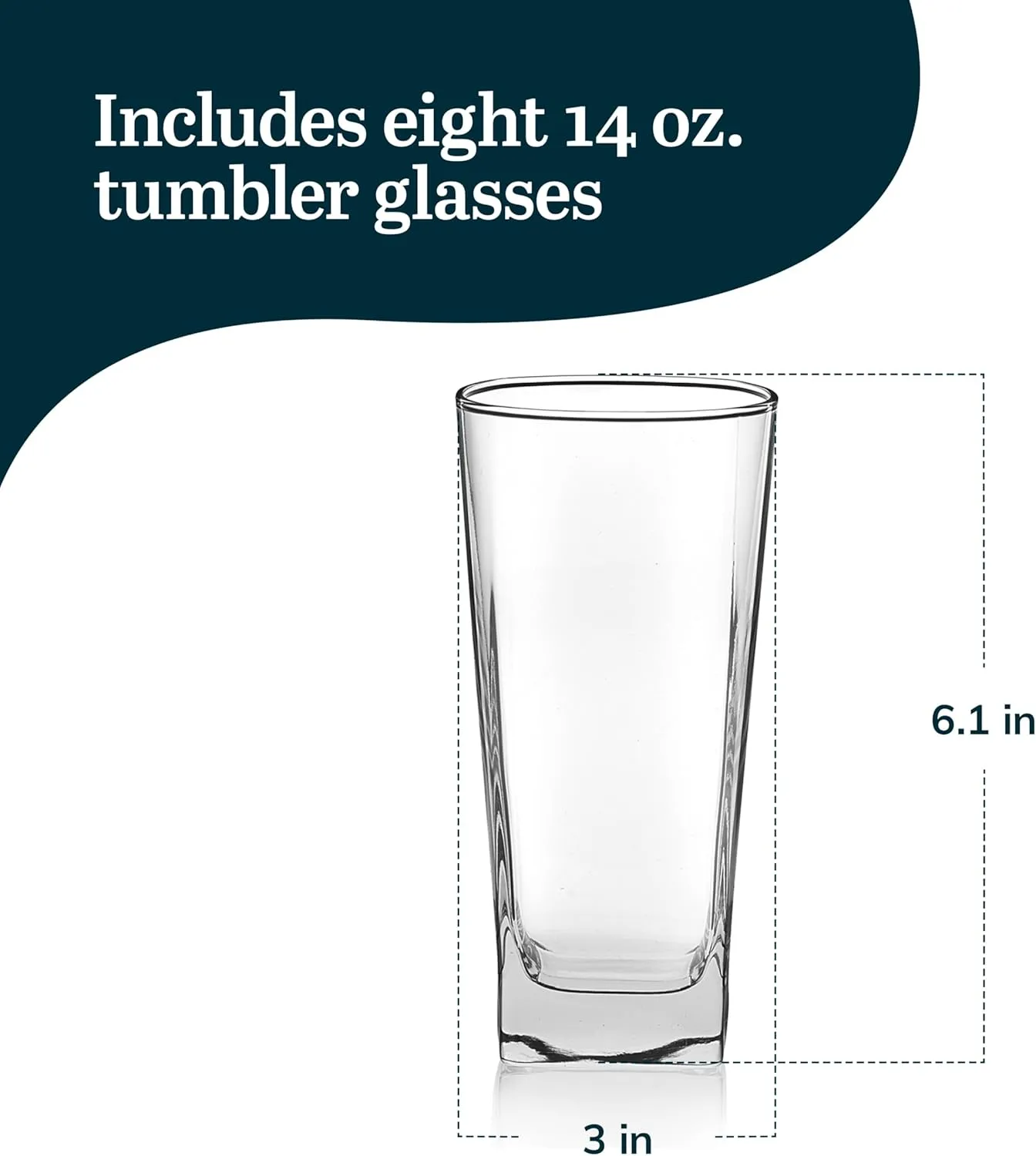 Libbey City Tumbler Glasses, 14.3-ounce, Set of 8
