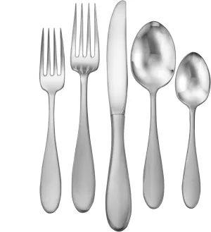 Liberty Tabletop Mallory 40 Piece Brushed Silverware Set Service for 8 Grey Flatware Made in the USA
