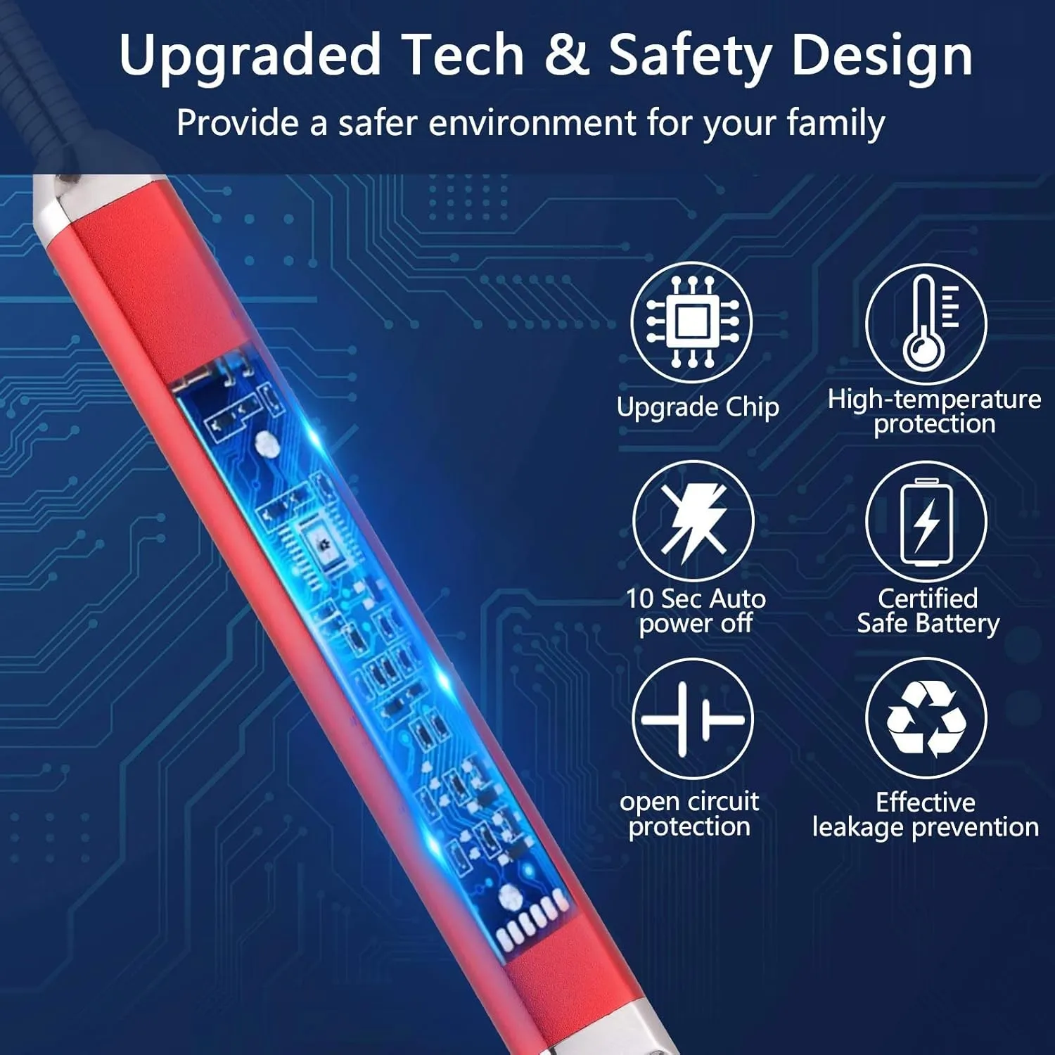 Lighter Electric Candle Lighter Birthday Women's Day Gifts for Women Mom Wife Men, Long Electronic Rechargeable USB Lighter Arc Windproof Flameless Lighters for Candle Camping BBQ (Red)