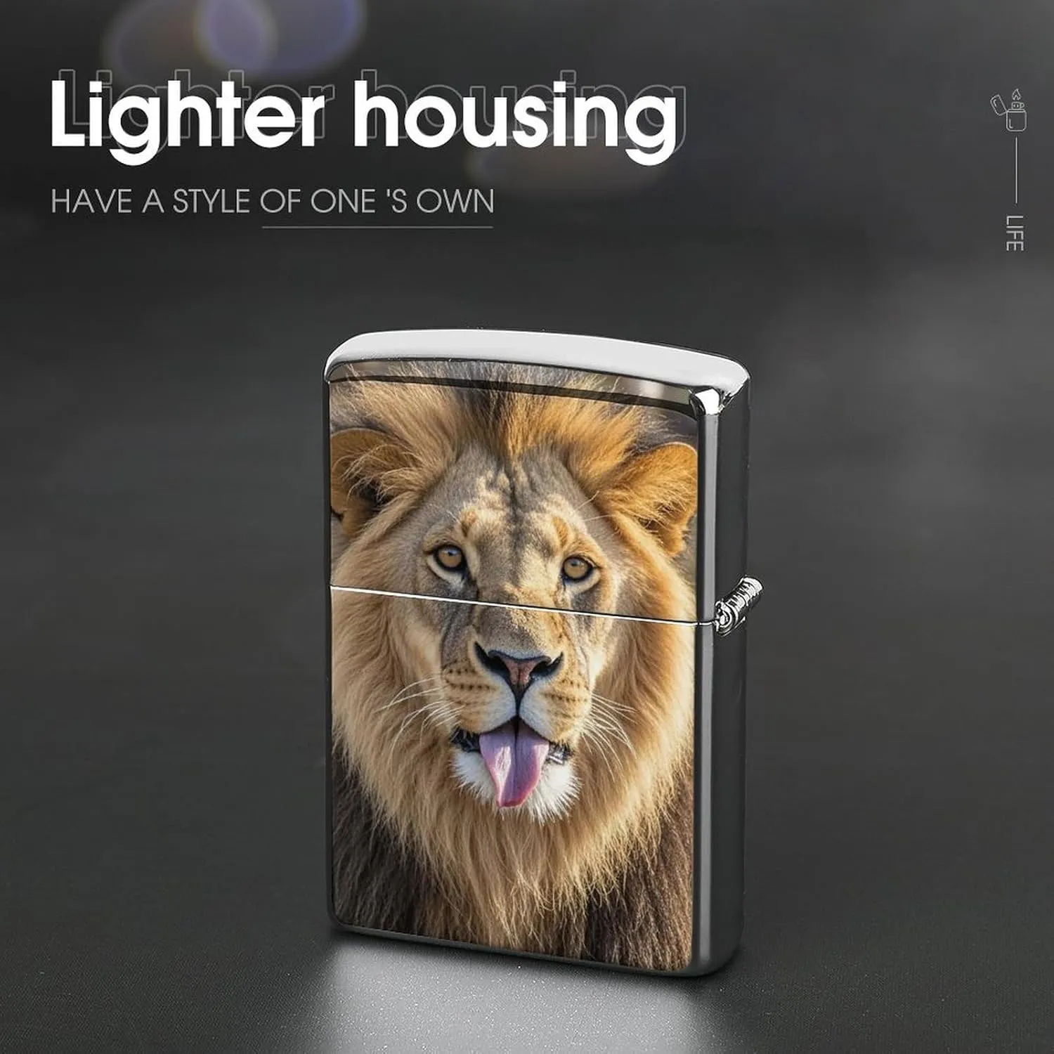 Lion Sticks Out Tongue Lighter Case Waterproof Lighter Sleeve Lighters Protective Cover with Graffiti Design