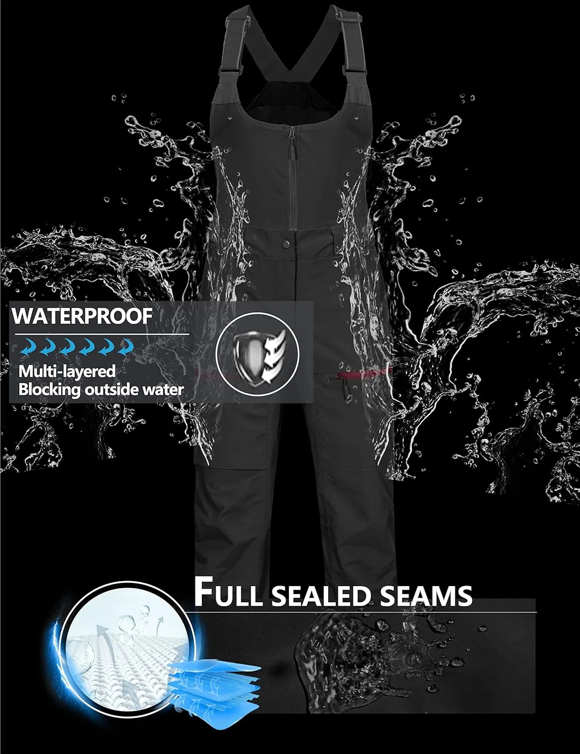 Little Donkey Andy Women's Waterproof Snow Ski Bib Pants Winter Snowboard Overalls Ripstop Snowpants for Fishing Outdoor
