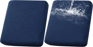 LiveGo Patio Sofa Cushion Cover Outdoor Waterproof Cushion Cover Replacement Patio Furniture Cushions Couch Slipcovers Chair Seat Cover Soft Flexibility Protector (2, Navy Blue)