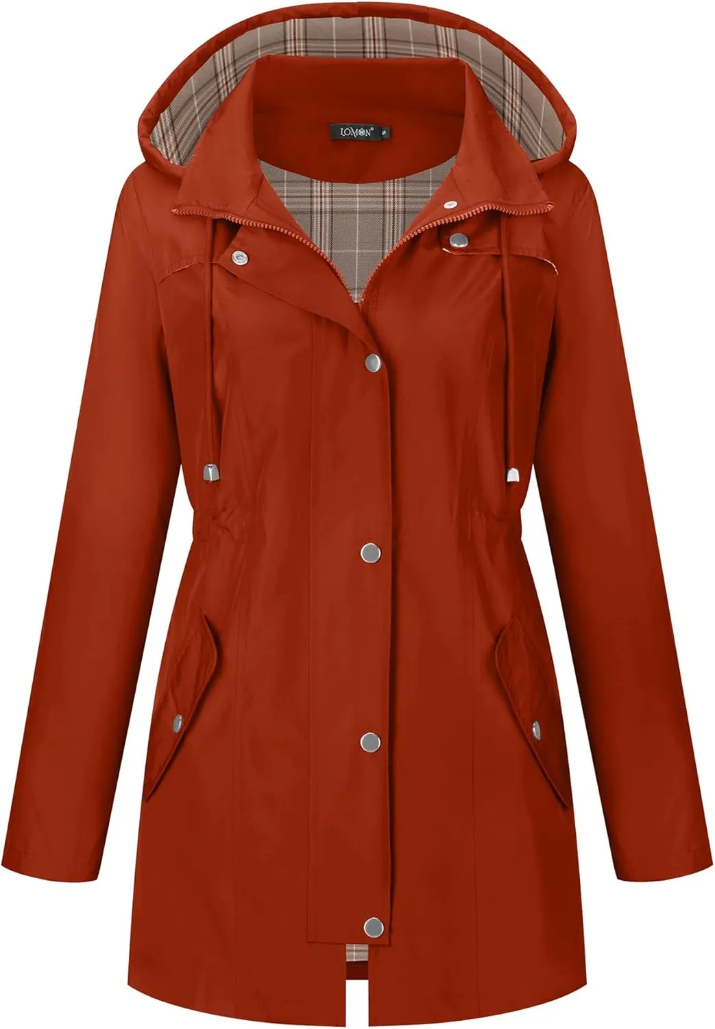 LOMON Women Waterproof Outdoor Hiking Raincoat Women Lined Rain Jacket Lightweight Hooded Jackets Trench Coats
