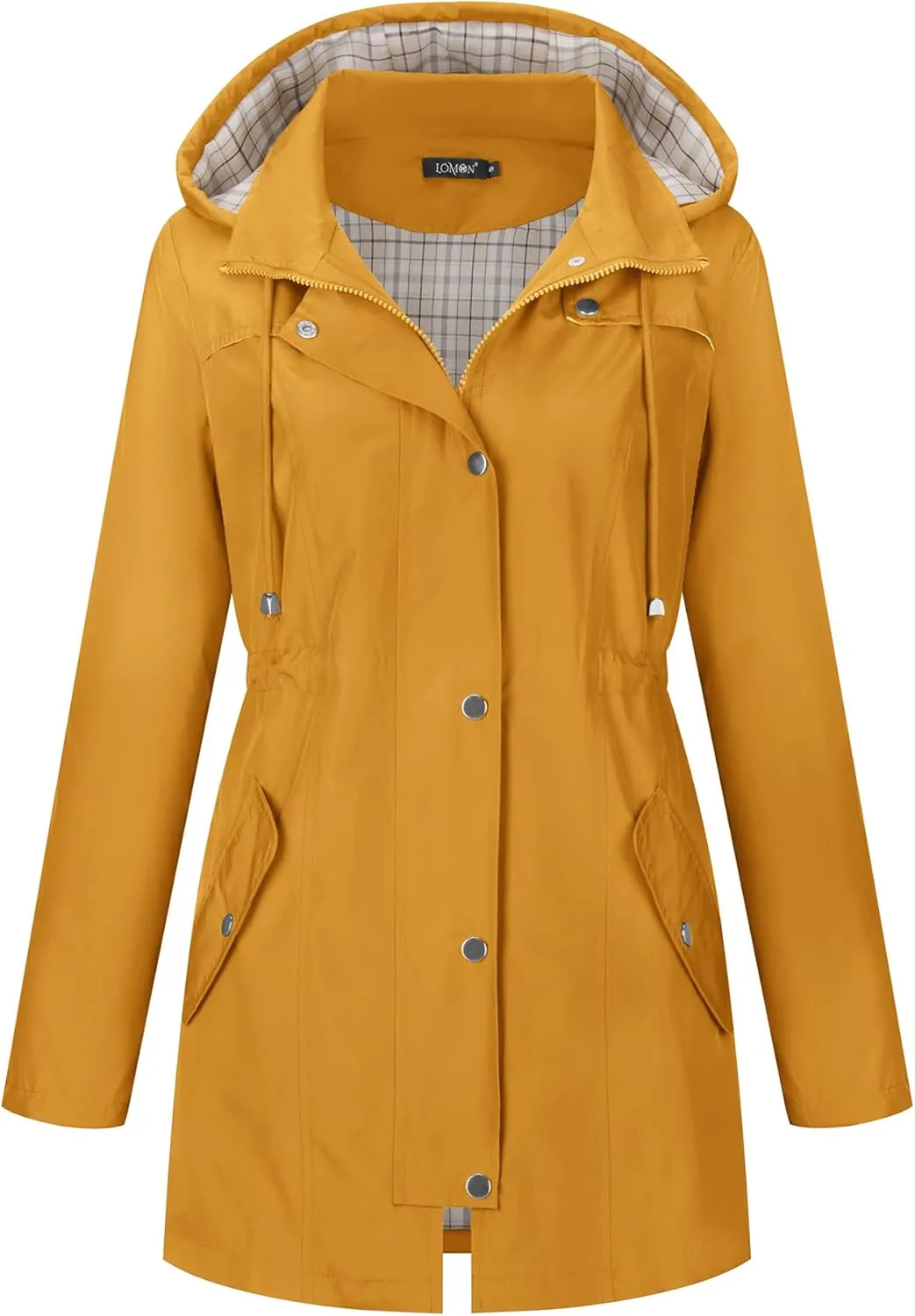 LOMON Women Waterproof Outdoor Hiking Raincoat Women Lined Rain Jacket Lightweight Hooded Jackets Trench Coats