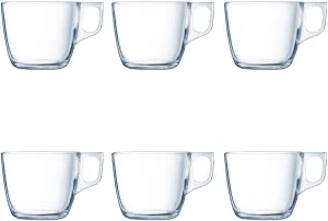 Luminarc New Set 6 Mugs Breakfast Mugs Glass Coffee for Microwave 22cl
