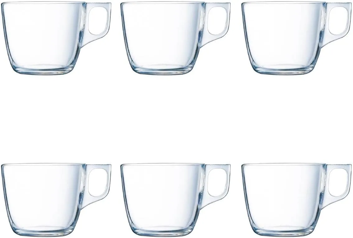 Luminarc New Set 6 Mugs Breakfast Mugs Glass Coffee for Microwave 22cl