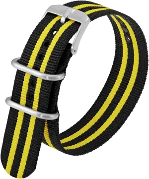 Luminox Men's Scott Cassell Black & Yellow Webbing NATO Nylon Strap Stainless Steel 2 loops Watch Band