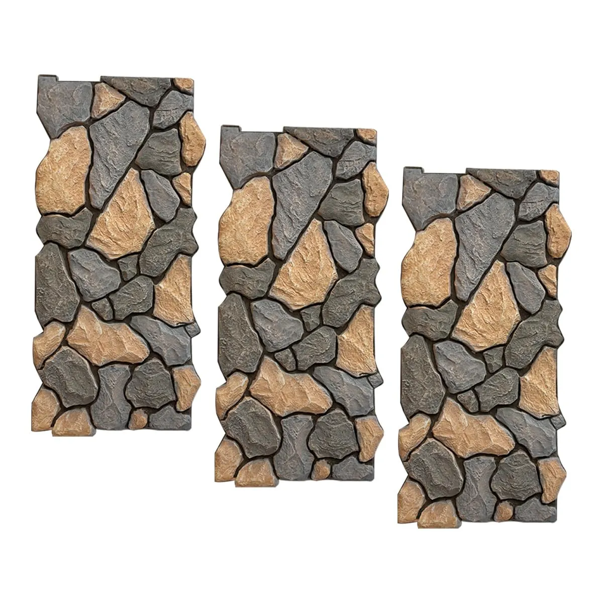 Lumizone High-Density Polyurethane Faux Stone Siding Panels for Interior Exterior Decor Covering Rock Panel PU Chaos Stone NO.2 (3, A-2, 47.24"×22.04")