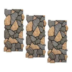Lumizone High-Density Polyurethane Faux Stone Siding Panels for Interior Exterior Decor Covering Rock Panel PU Chaos Stone NO.2 (3, A-2, 47.24"×22.04")