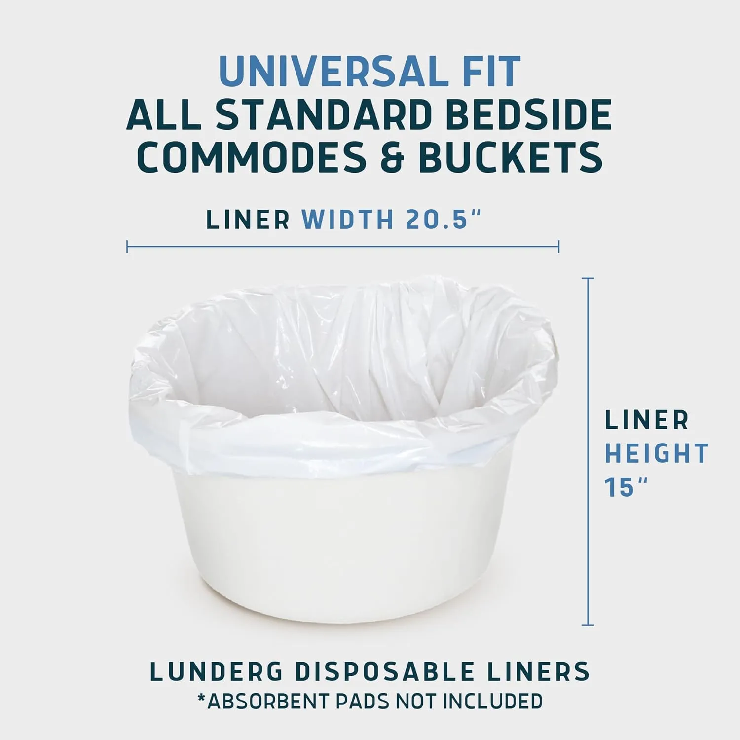 Lunderg Commode Liners - Value Pack 100 Count Universal Fit - Medical Grade Bedside Liners Disposable for Adult Commode Chair, Portable or Camping Toilet Bags
