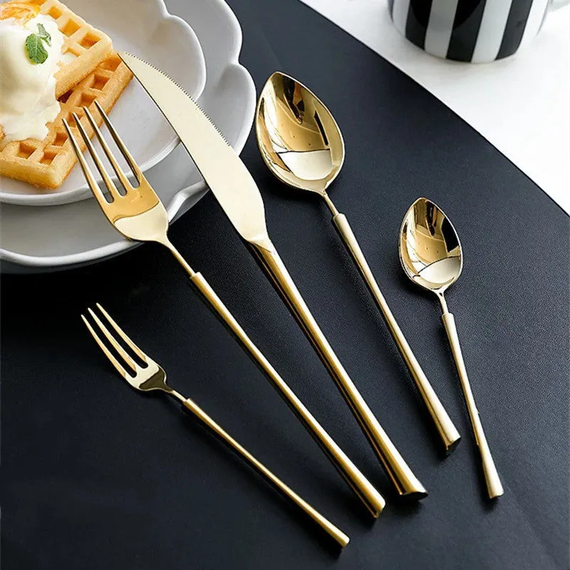 Luxe Gold Titanium Flatware Set