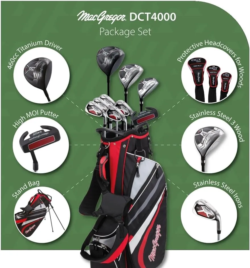 MacGregor Golf DCT4000 Golf Clubs Set with Bag, Mens Right Hand (9 Clubs / 13 Pieces)