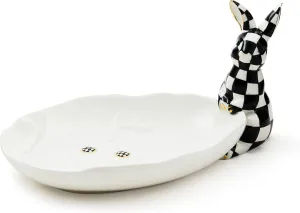 MACKENZIE-CHILDS Ceramic Tray, Unique Tray for Decor, White Rabbit Trinket