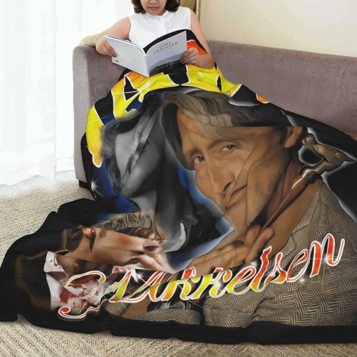Mads Mikkelsen Blanket Flannel Fleece Printed Throw Blankets Ultra Soft Micro Warm Blanket for All Season Bedding Chair Sofa Couch Bed 50"x40"