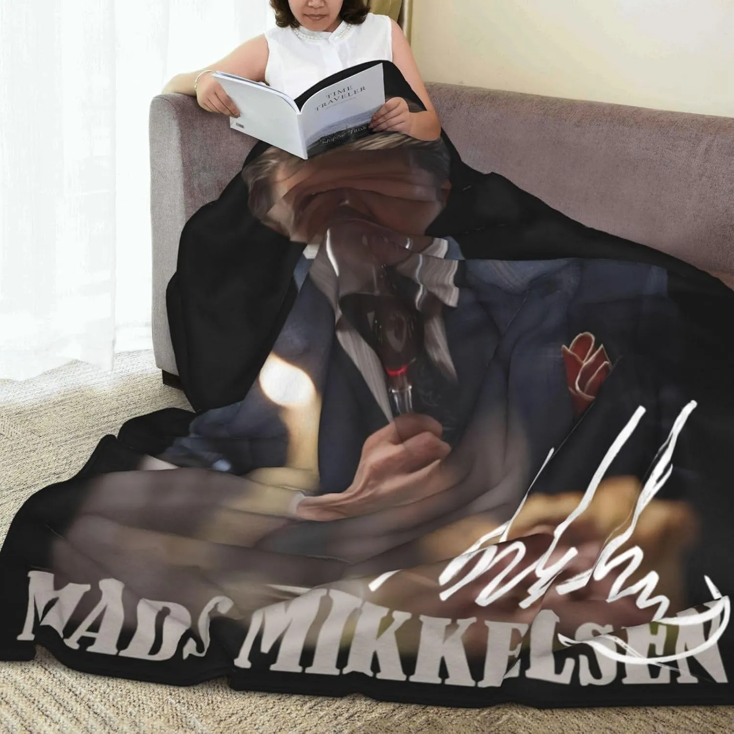 Mads Mikkelsen Blanket Flannel Fleece Printed Throw Blankets Ultra Soft Micro Warm Blanket for All Season Bedding Chair Sofa Couch Bed 50"x40"