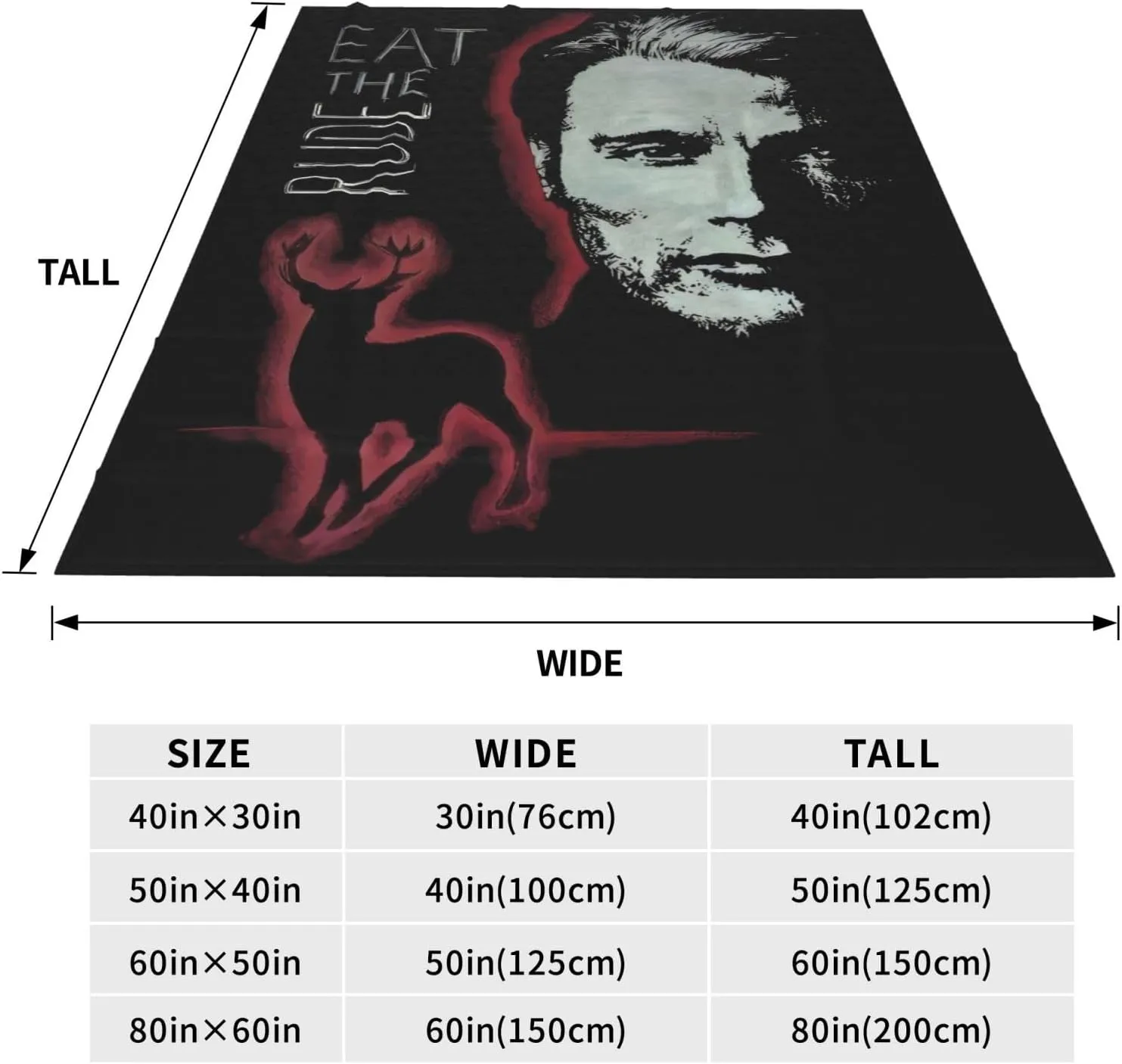 Mads Mikkelsen Blanket Flannel Fleece Printed Throw Blankets Ultra Soft Micro Warm Blanket for All Season Bedding Chair Sofa Couch Bed 50"x40"