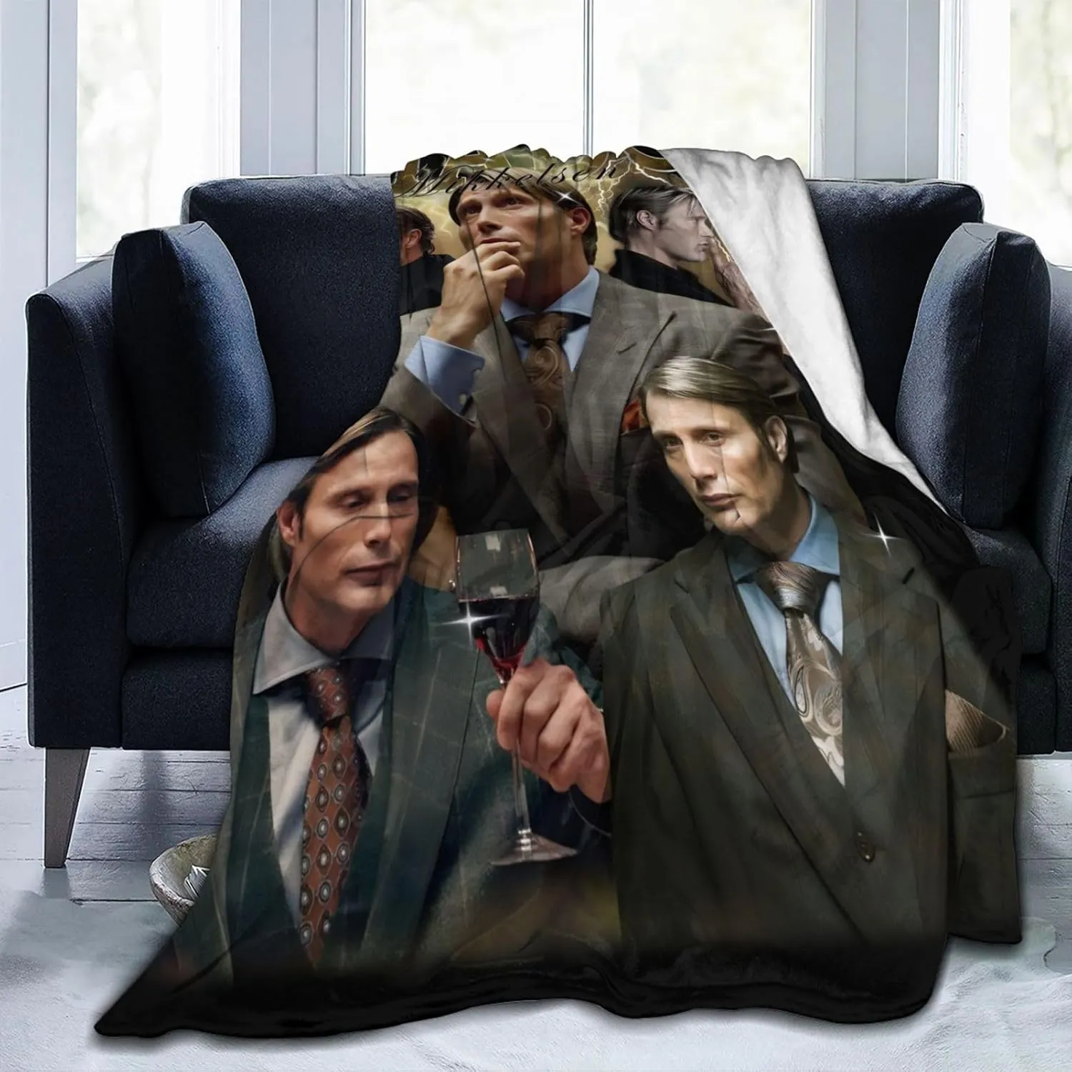 Mads Mikkelsen Blanket Flannel Fleece Printed Throw Blankets Ultra Soft Micro Warm Blanket for All Season Bedding Chair Sofa Couch Bed 50"x40"