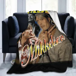 Mads Mikkelsen Blanket Flannel Fleece Printed Throw Blankets Ultra Soft Micro Warm Blanket for All Season Bedding Chair Sofa Couch Bed 50"x40"