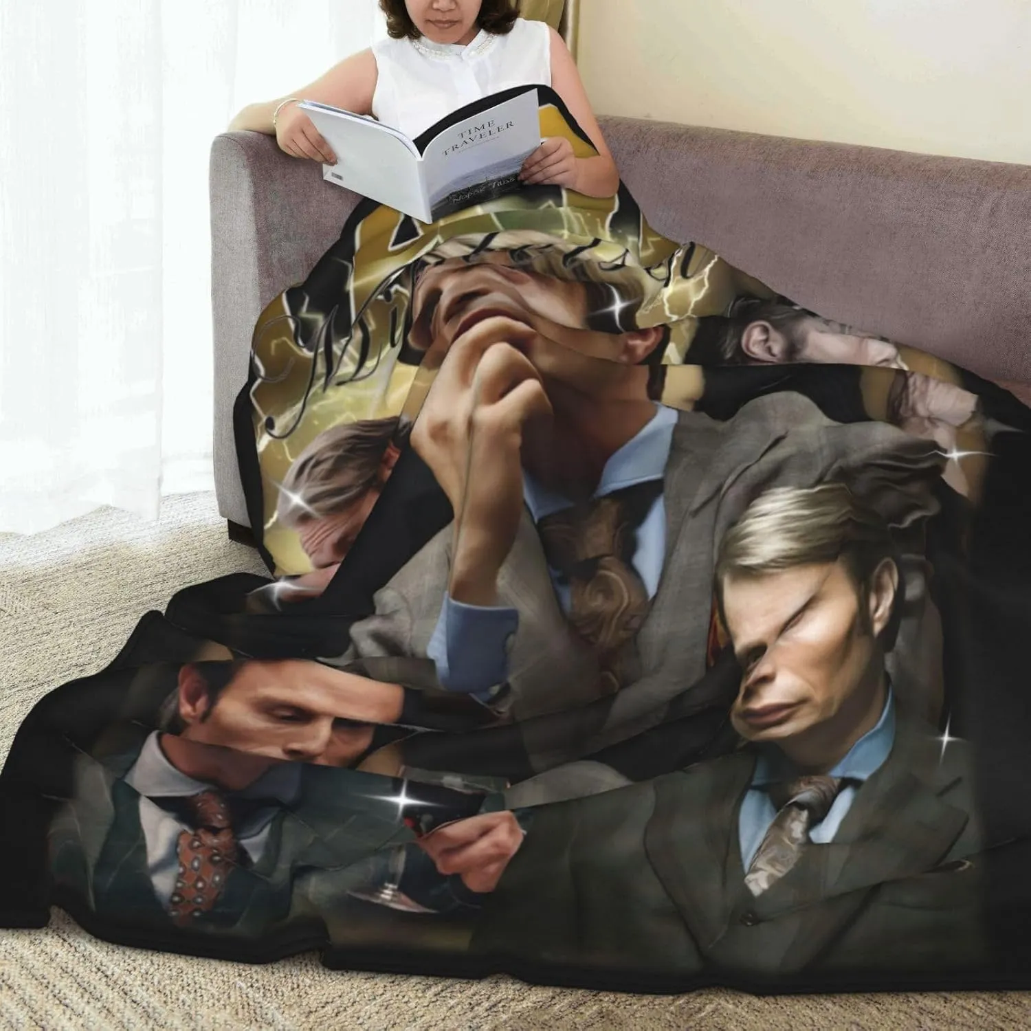 Mads Mikkelsen Blanket Flannel Fleece Printed Throw Blankets Ultra Soft Micro Warm Blanket for All Season Bedding Chair Sofa Couch Bed 50"x40"