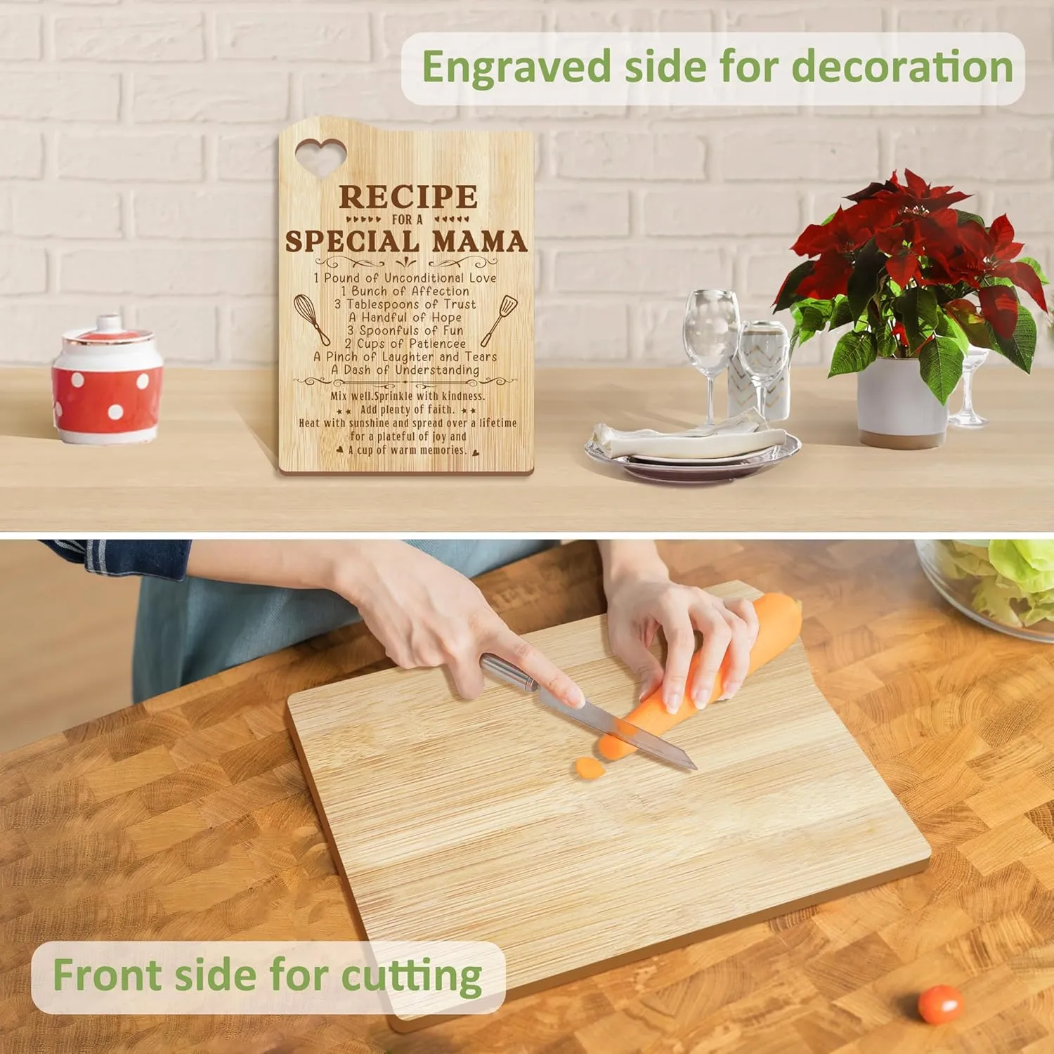 Mama Gifts, Mothers Day Mom Gift Idea, Gift for Mom Wooden Cutting Board with Cooking Utensils Set with Apron Set, Happy Mothers Day Mom Kitchen Present