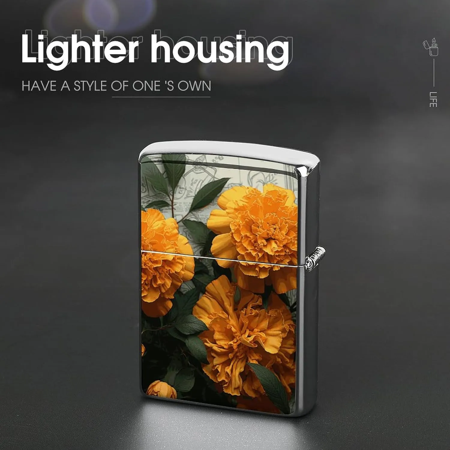 MarigoldLighter Case Waterproof Lighter Sleeve Lighters Protective Cover with Graffiti Design
