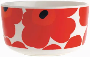 MARIMEKKO Oiva Unikko Medium Bowl — Refine Your Kitchen Décor with Our Iconic Floral Dinnerware — Red & White Soup/Salad Serving Bowl — Dessert Bowls to Elevate Your Dining Experience (17.6 Oz)