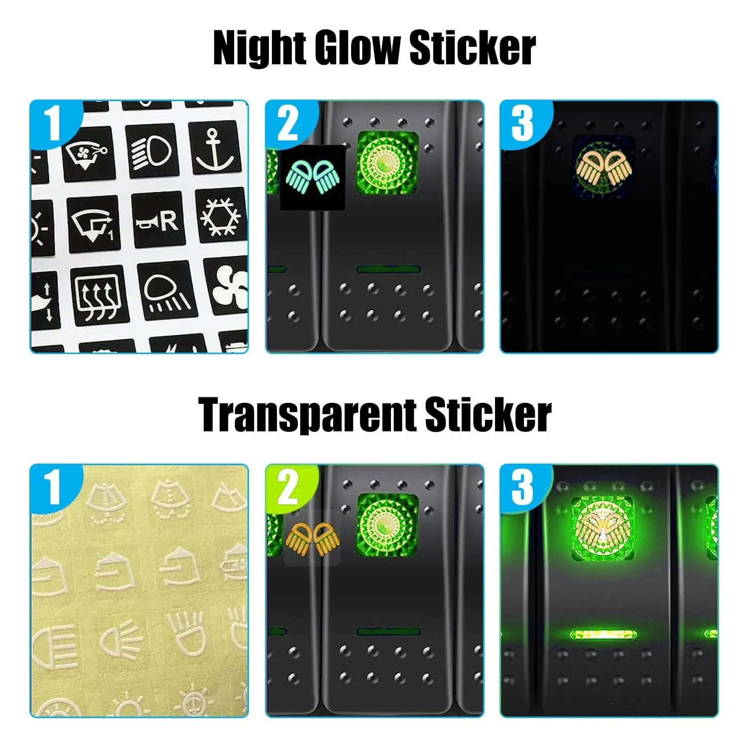 Marine Boat 7 Gang Rocker Switch Panel Waterproof with ON-Off Power Battery Isolator Kill Switch Car Cigarette Lighter QC3.0 USB Socket LED Voltmeter 15A Overload Protection (Green)