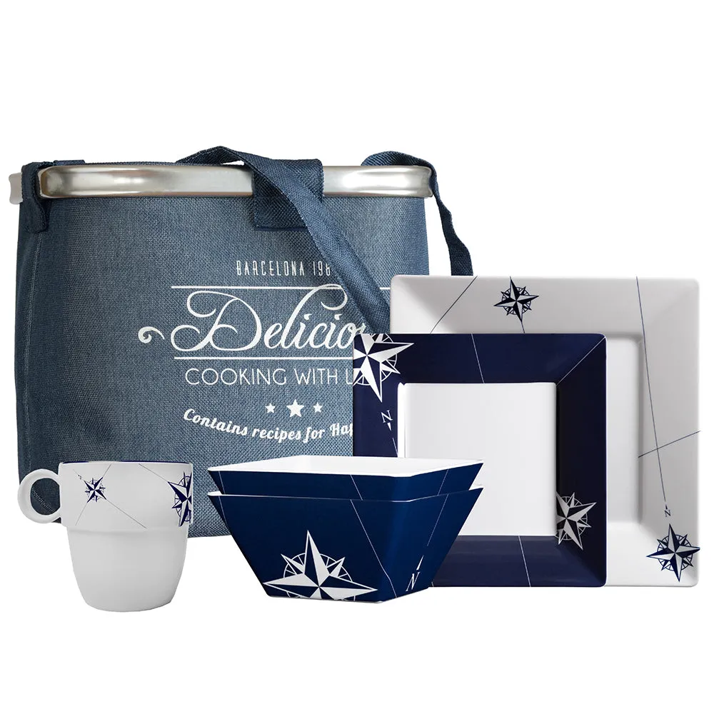 Marine Business Tableware - Square Tableware & Basket - NORTHWIND (24 Piece) - Melamine