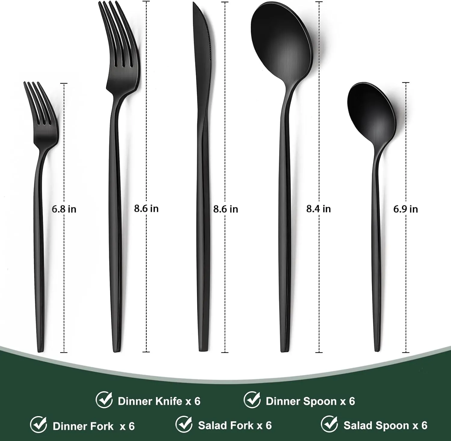 Matte Black Silverware Set 30 Piece, Wildone Stainless Steel Flatware Set Service for 6, Cutlery Utensil Sets for Home Restaurant, Include Knife Fork Spoon Set, Dishwasher Safe