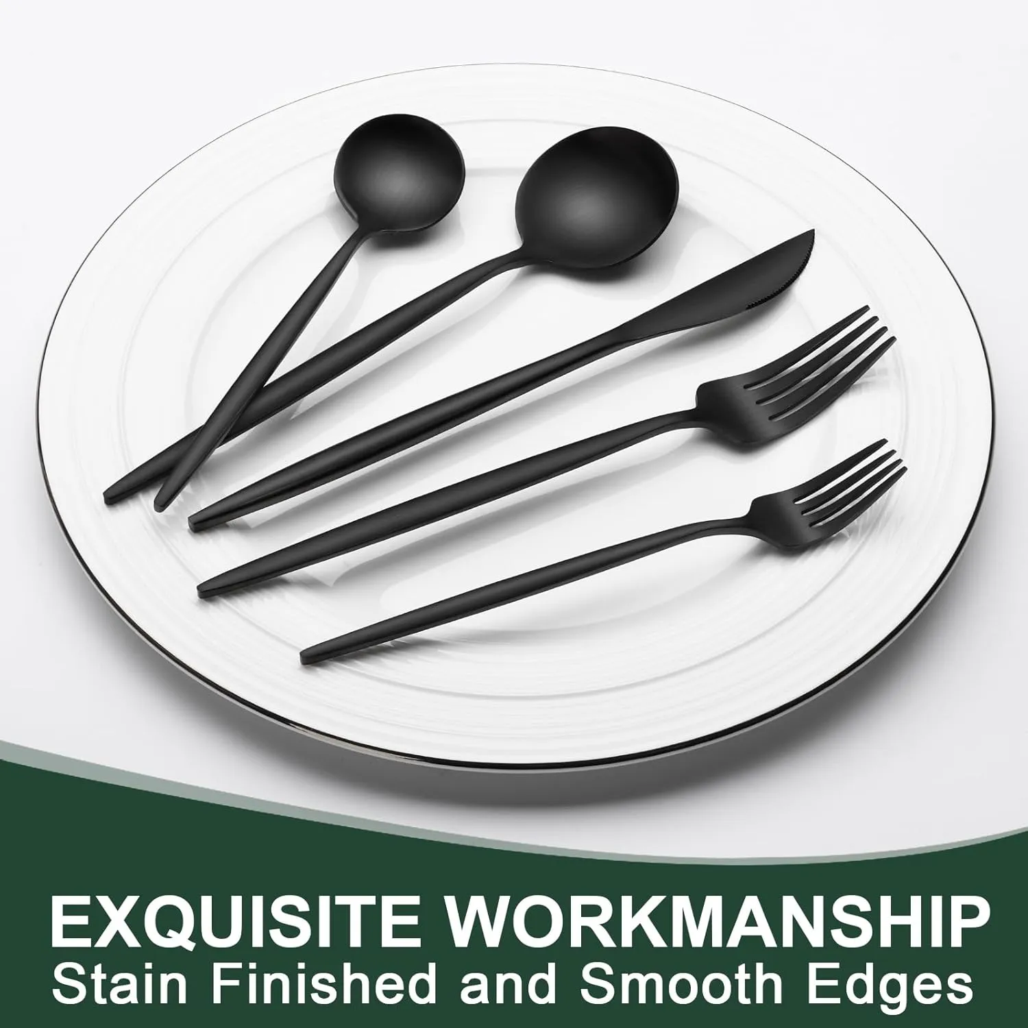 Matte Black Silverware Set 30 Piece, Wildone Stainless Steel Flatware Set Service for 6, Cutlery Utensil Sets for Home Restaurant, Include Knife Fork Spoon Set, Dishwasher Safe